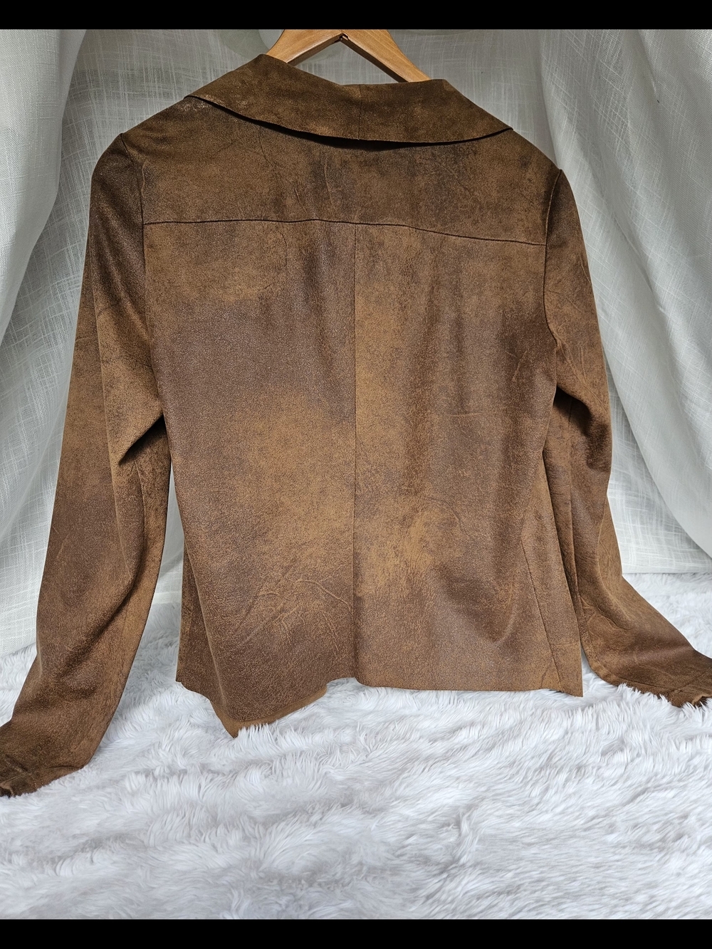 bagatelle Brown Suede Draped Open Jacket - Picture 7 of 10